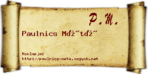 Paulnics Máté névjegykártya